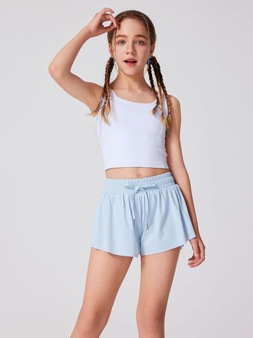 LaBeca Girls Flowy Athletic Shorts Running Tennis Active Butterfly Shorts Double Layer with Pockets Quick-Drying Shorts in Kuwait