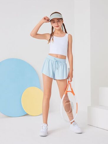 LaBeca Girls Flowy Athletic Shorts Running Tennis Active Butterfly Shorts Double Layer with Pockets Quick-Drying Shorts in Kuwait