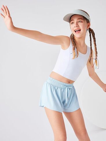 LaBeca Girls Flowy Athletic Shorts Running Tennis Active Butterfly Shorts Double Layer with Pockets Quick-Drying Shorts in Kuwait