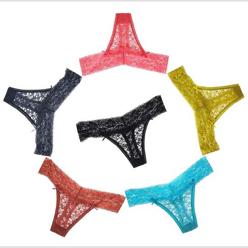 Women's Breathable Cotton Thong Lace Panties Pack of 6 in Saudi Arabia