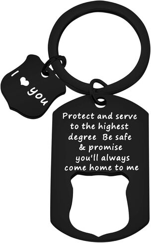Police Officer Gift Protect And Serve Be Safe And Come Home To Me Keychain Cop Gift For husband in Saudi Arabia