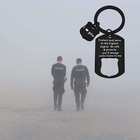 Police Officer Gift Protect And Serve Be Safe And Come Home To Me Keychain Cop Gift For husband in Saudi Arabia