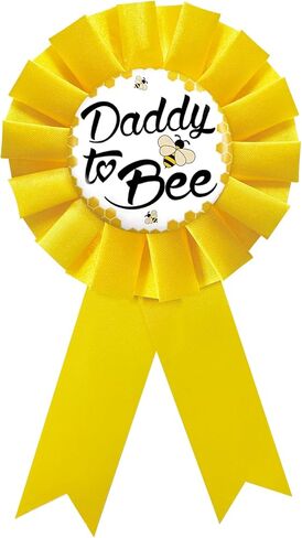 دبوس شارة من القصدير من دادي تو بي، دبابيس زر لحفل استقبال المولود/الكشف عن جنس المولود، زينة حفلات بطابع نحلة العسل، زر وردة صفراء لاحتفالات المولود الجديد in Kuwait