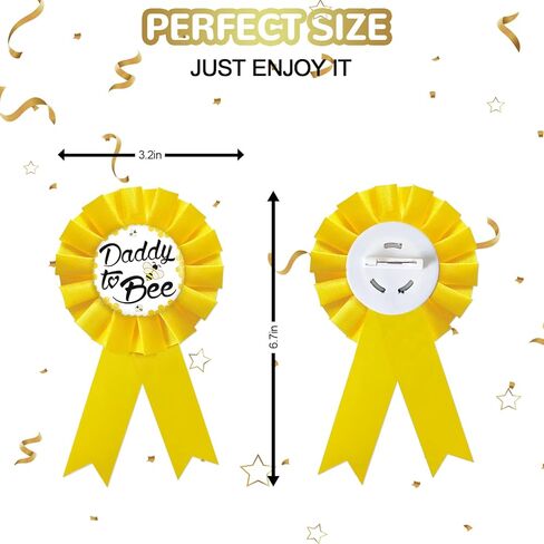 دبوس شارة من القصدير من دادي تو بي، دبابيس زر لحفل استقبال المولود/الكشف عن جنس المولود، زينة حفلات بطابع نحلة العسل، زر وردة صفراء لاحتفالات المولود الجديد in Kuwait