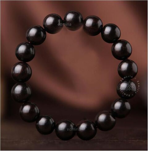 Unisex Adult Ebony Wood Karungali Kattai Round Beads Yoga Meditation Handmade Elastic Stretchable Bracelet in Saudi Arabia
