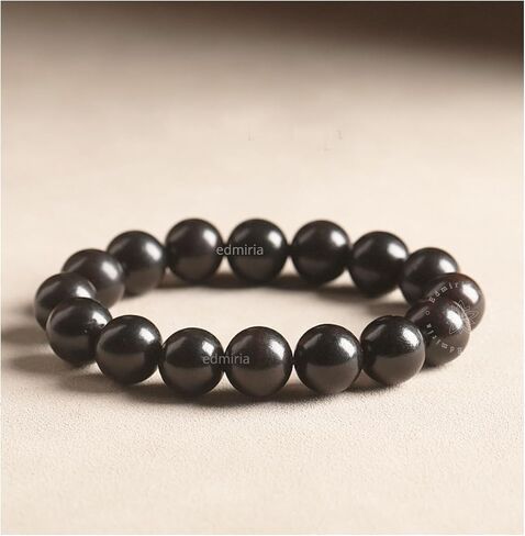 Unisex Adult Ebony Wood Karungali Kattai Round Beads Yoga Meditation Handmade Elastic Stretchable Bracelet in Saudi Arabia