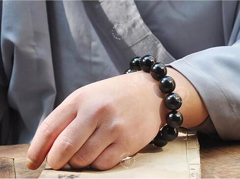 Unisex Adult Ebony Wood Karungali Kattai Round Beads Yoga Meditation Handmade Elastic Stretchable Bracelet in Saudi Arabia