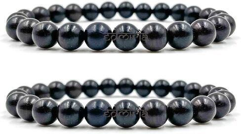 Unisex Adult Ebony Wood Karungali Kattai Round Beads Yoga Meditation Handmade Elastic Stretchable Bracelet in Saudi Arabia