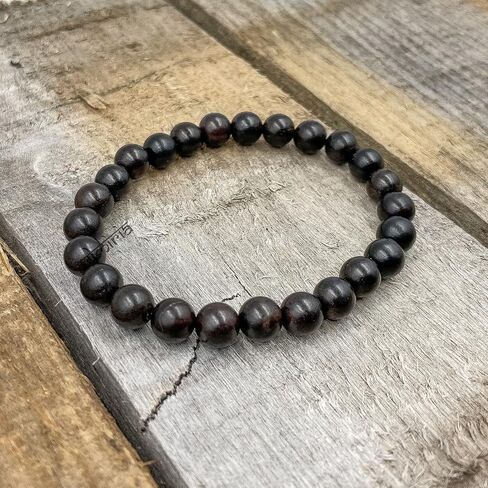Unisex Adult Ebony Wood Karungali Kattai Round Beads Yoga Meditation Handmade Elastic Stretchable Bracelet in Saudi Arabia