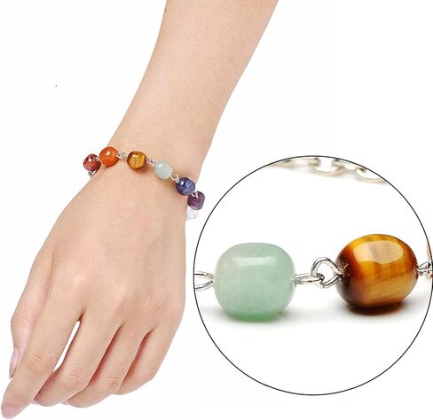 2 قطعة 7 تشاركا شفاء قابل للتعديل حجم سوار مع الحجارة الحقيقية عين النمر الأخضر افينتورين الجمشت الأحمر العقيق اللازورد العقيق مع حبل النايلون مالا اليوغا التأمل سوار للنساء الفتيات in Kuwait