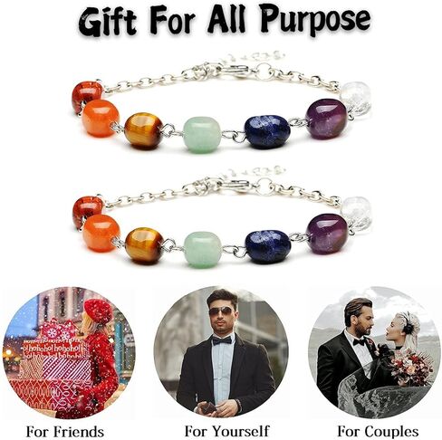 2 قطعة 7 تشاركا شفاء قابل للتعديل حجم سوار مع الحجارة الحقيقية عين النمر الأخضر افينتورين الجمشت الأحمر العقيق اللازورد العقيق مع حبل النايلون مالا اليوغا التأمل سوار للنساء الفتيات in Kuwait