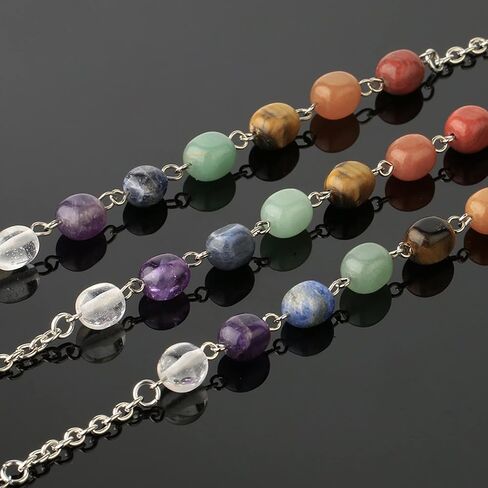 2 قطعة 7 تشاركا شفاء قابل للتعديل حجم سوار مع الحجارة الحقيقية عين النمر الأخضر افينتورين الجمشت الأحمر العقيق اللازورد العقيق مع حبل النايلون مالا اليوغا التأمل سوار للنساء الفتيات in Kuwait