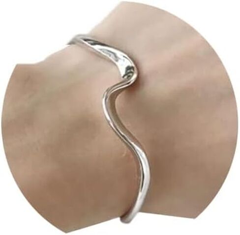 FUTIMELY Silver Bangle Bracelet for Women Wave Beach Bracelet Adjustable Open Cuff Bangle Bracelet for Girls Stainless Steel Bracelet in Saudi Arabia