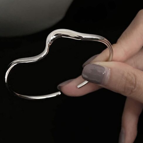 FUTIMELY Silver Bangle Bracelet for Women Wave Beach Bracelet Adjustable Open Cuff Bangle Bracelet for Girls Stainless Steel Bracelet in Saudi Arabia