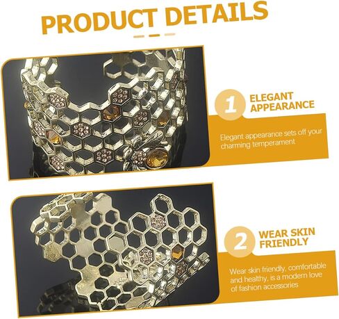 KESYOO Cuff Bracelet Bangle Bracelets Chunky Bracelet Arm Cuff Honey Bee Hive Bracelet Minimalist Bangle Bracelet Aesthetic Bee Jewelry for Women in Saudi Arabia