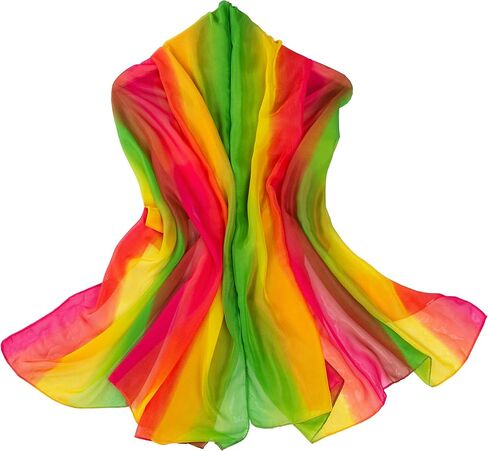 Womens Gradient Rainbow Color Scarf Large Size Imitation Silk Scarf Travel Beach Towel Chiffon Scarf in Saudi Arabia