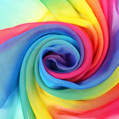 Womens Gradient Rainbow Color Scarf Large Size Imitation Silk Scarf Travel Beach Towel Chiffon Scarf in Saudi Arabia