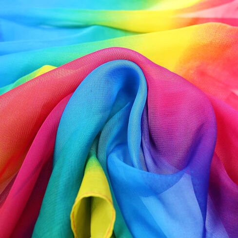 Womens Gradient Rainbow Color Scarf Large Size Imitation Silk Scarf Travel Beach Towel Chiffon Scarf in Saudi Arabia