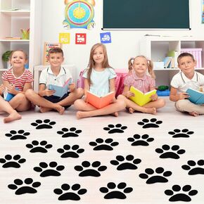 ReliThick 30 Pcs Paw Print Floor Decal 7.5" Large Pawprints Wall Cling Self Adhesive Footprint Floor Cling Window Stickers Wall Decal for Bedroom Living Room Decor(Multicolor) in Kuwait