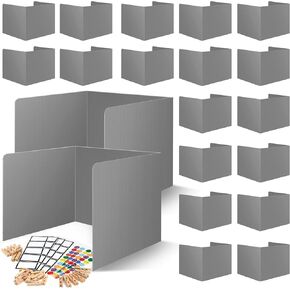 20 Pack Plastic Desk Dividers for Students with Clips - Opaque White Waterproof Durable Plastic Privacy Shield Divider, Classroom Folders Teacher Supplies, Study Carrel Boards for Student Desks
