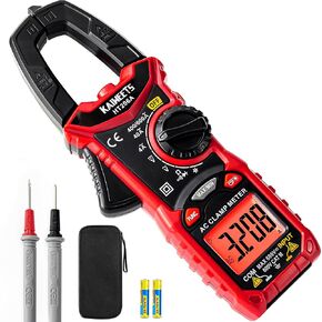 KAIWEETS Digital Clamp Meter Multimeter with D-Shaped Jaw for AC/DC Current & Voltage, Auto-ranging 4000 Counts Voltage Tester with Flashlight Backlight, Measuring Temperature Continuity Diode NCV