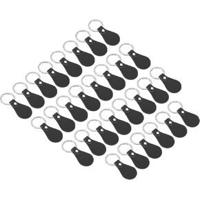 PATIKIL Leather Key Fob Kit, 30 Pack PU Leather Key Fob Blanks with Rivets and Key Rings DIY Keychain for Laser Engraving Leather Making, Black