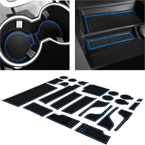 CupHolderHero fits Ford Fusion Accessories 2013-2016 Premium Custom Interior Non-Slip Anti Dust Cup Holder Inserts, Center Console Liner Mats, Door Pocket Liners 23pc Set (Blue Trim)