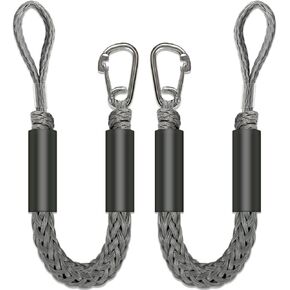 2.5 Feet Fender Lines 2Pcs Premium Bungee Boat Lines with 316 Stainless Clip for Boat Bumper/Boat Fender Boat Accessories for Mooring for Jet Ski, SeaDoo, Yamaha WaveRunner Dinghy 2.5~4 Feet(Black)