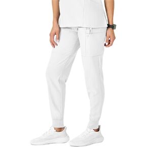 WonderWink W123 Women’s Comfort Waist Cargo Jogger Pant — White, Small Petite