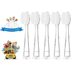 TEETECK 5 Pack Kids Toothbrush Replacement Heads Compatible with SEAGO- 513/977/EK6,Compatible with Brush-Baby WildOnes/KIDZSONIC（Not BabySonic Series）,Compatible with Dada-Tech-BB1/977/K6