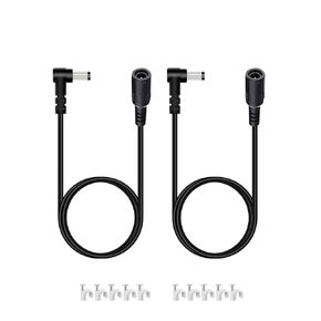 VOLTKARE 2Pack 6.56FT (2M) 5.5mm*2.1mm 90 Degree Right Angle DC Power Extension Cable for 5050/3528 led Lights Strip, IR Illuminator,Security Camera and DC 6V -24 V Power Adapter Extension Cord