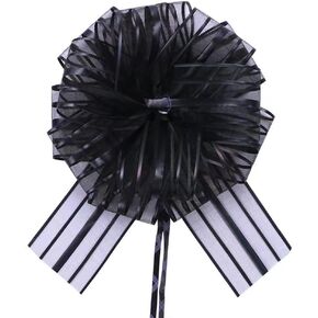 8Pcs Pull Bow Large 6 Inch Pull Bow Present Wrapping Black Pull Bow for Gift Wrapping Baskets Wedding Christmas Decorations (Black)