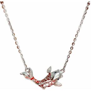 Dainty Goldfish Pendant Necklace Copper Koi Fish Lucky Necklace for Women Girls Jewelry Gifts
