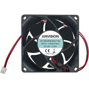 ANVISION 80 مم × 25 مم DC 24V مروحة تبريد بدون فرشاة، محمل كروي مزدوج، 2 دبوس in Kuwait