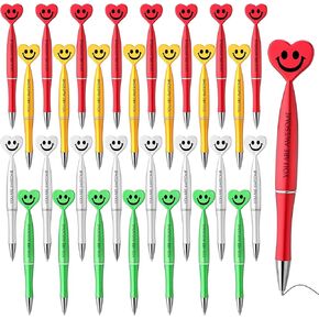 Qilery 50 Pcs Employee Appreciation Gifts Smile Face Pens You Are Awesome Pens Heart Funny Pens Inspirational Quote Black Ink Ballpoint PensThank You Gifts for Coworkers Staff Team Office(Multicolor)