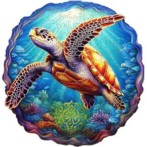 Wooden Puzzles for Adults - Advanced Deep Sea Turtle Wooden Puzzle Unique Puzzels Wooden Jigsaw Puzzles for Adults, Wood Puzzles Adult Perfect for Birthday Gifts, Family Puzzles 8.4 x 8.7in 100pcs