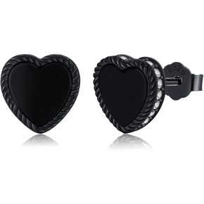 Viking Earrings 925 Sterling Silver Black Stud Earrings Greek Key Earrings Punk Gothic Earrings Norse Rune Jewelry Gifts for Men Women Birthday