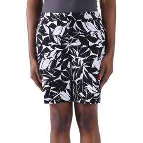 KELLY KLARK Women's Bermuda Shorts, 9" Knee Length Golf Shorts with Pockets Comfort Stretch Chino Shorts for Women, Black White Floral,Size 8