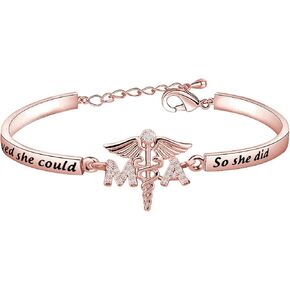CHOORO MA Medical Assistant Gift MA Bracelet for Medical Assistant Appreciation She Believed She Could So She Did Zircon Bracelet