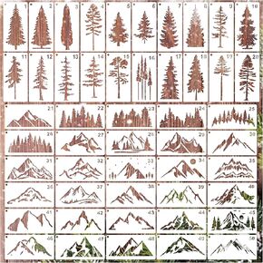 60pcs Runes Stencils for Painting on Wood Burning Patterns Tree of Life Stencils Nature Stencil Tree Paint Template on Art Craft Canvas Wall Fabric Rock (60runes)