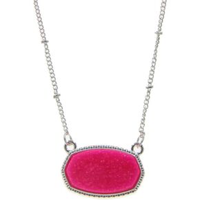 YUJIAXU Framed Etched Oval Faux Druzy Glitter Statement Short Necklace for Women's Gift Outfit Jewelry