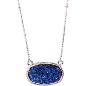YUJIAXU Framed Etched Oval Faux Druzy Glitter Statement Short Necklace for Women's Gift Outfit Jewelry