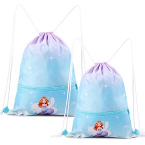 Drawstring Backpack for Girls 6pcs Rainbow Waterproof Draw String Bags Large Dance Sackpack for Gym Swimming Sports Beach Travel Birthday Gift