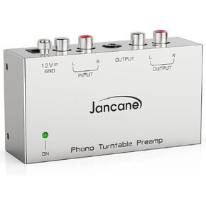 Phono Turntable Preamp, Jancane Phono Preamp for Turntable, Record Play, Phonograph Preamplifier with RCA Input, RCA/TRS Output, Phono Preamp with Power Switch and 12 Volt DC Adapter