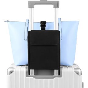 3 in 1 Travel Luggage Cup Holder, Luggage Straps, Shoulder Bag for Suitcases add a Bag，Convenient Travel Carry-on Accessories for Hands-Free Convenience (Black)