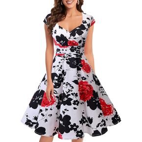 Bbonlinedress Vintage Cocktail Dress 1950s Formal Christmas Party 50s 60s Retro Rockabilly Swing Dress LD-Dark Green L