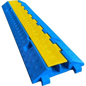 3 Pack Blue Rubber Cable Ramp Hose Cable Protector Ramp 2 Channel 22000Lbs Load Capacity Traffic Speed Bump Wires Power Lines Extension Cord Cover for Indoor Outdoor(EU-5C76-6GKZ)