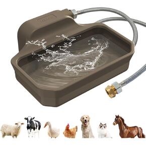 135OZ Automatic Water Dispenser for Large Dogs Patented Fit 3/4in GHT Male Faucet, Outdoor Animal Water Bowl Include Water Valve, 5ft Water Hose, Copper Connector, Large Drinking Area, Green