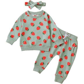 Toddler Baby Girl Outfit Clothes Cute Floral Print Long Sleeve Crewneck Sweatshirt Top Long Pants Clothing Set