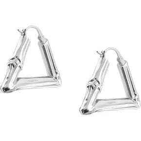 18K Bamboo Earrings Thick Geometric Gold Earrings Gold Hoop Earrings for Women
